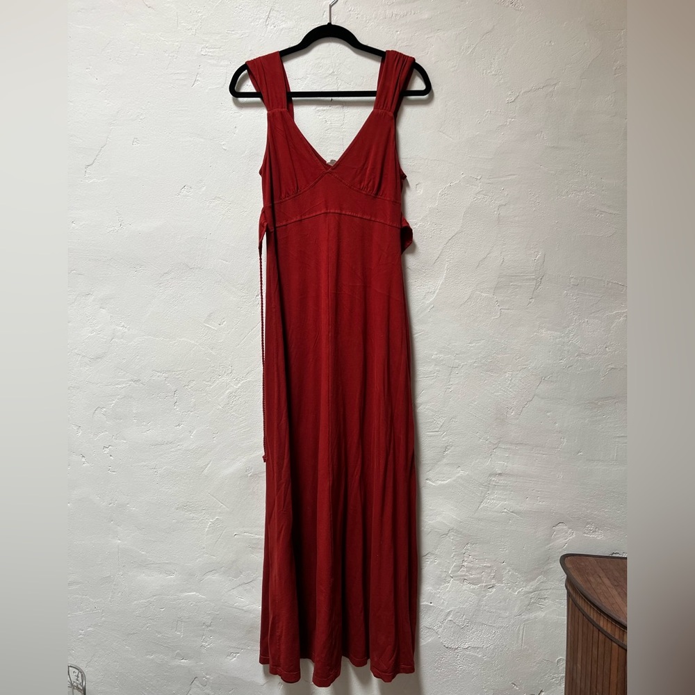 Red maxi dress with rope tie